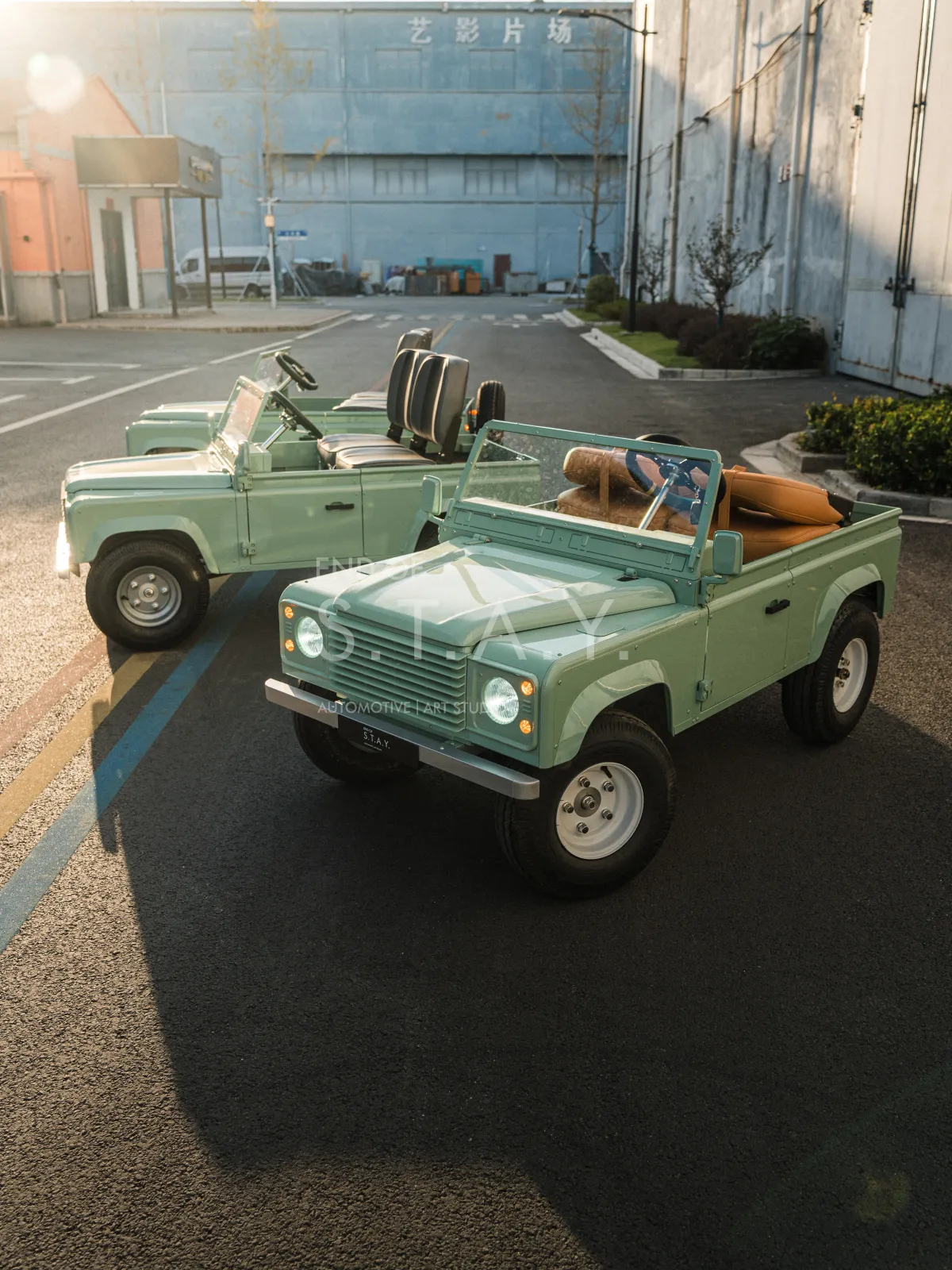 Two Defender Juniors in heritage green